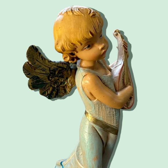 Charming Vintage Fontanini Angel Figurine with Mandolin Depose Italy - Picture 5 of 6